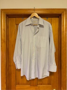 Men's Classic Blue Stripe Dress Shirt - Vintage Joseph Abboud